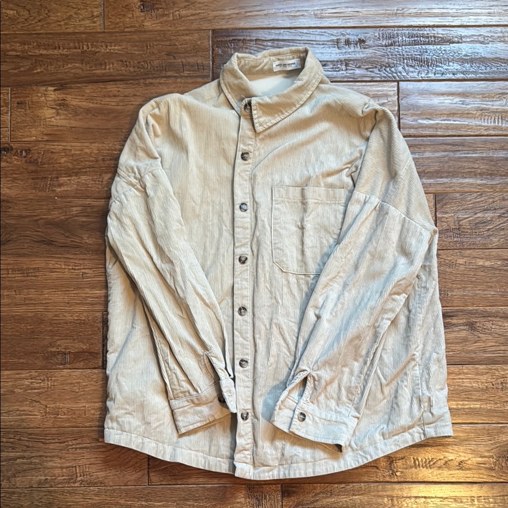 PINK LILY - DarylAnn Denner Beige Corduroy Button-Up Shirt